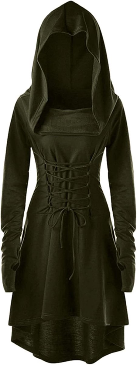 Kostuum dames gewaad middeleeuwse capuchonjurk gothic jurk cosplay voor Halloween carnaval