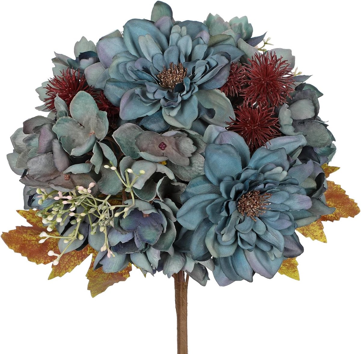 Set van 2 kunstmatige herfsthortensia's herfst boeket decoratie ca. 30 cm