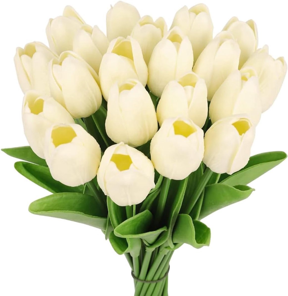 15 stuks kunsttulpen nep tulpen boeket nep tulpen echte touch kunstbloemen voor bruiloft/doe-het-zelf ambacht/thuis/verjaardagsfeest/kantoor/hoteldecoratie (melkachtig wit)
