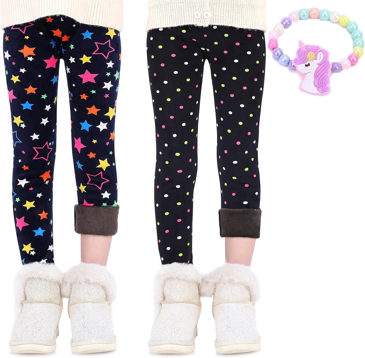 Gevoerde legging voor meisjes, dikke thermische broek, katoen, kleurrijk, meisjes, winter, warme broek, bloemenprint, panty