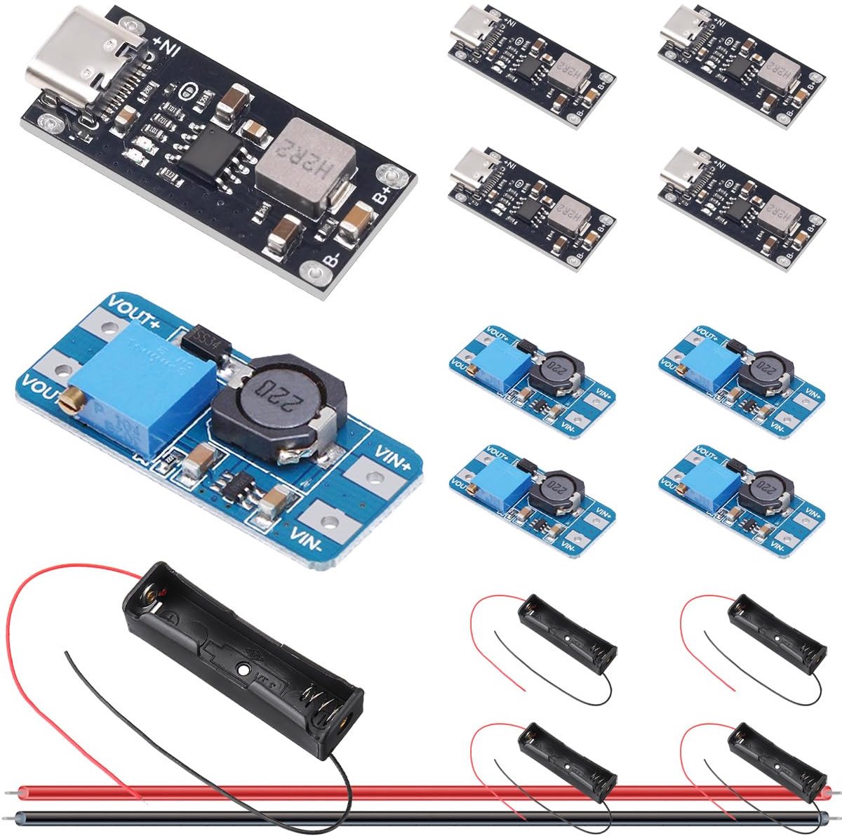 Lithium Battery Charger, 18650 Type C USB Charging Module, 5V 3A High Current + 2A DC Riser Converter Regulator Board - ShopVlot