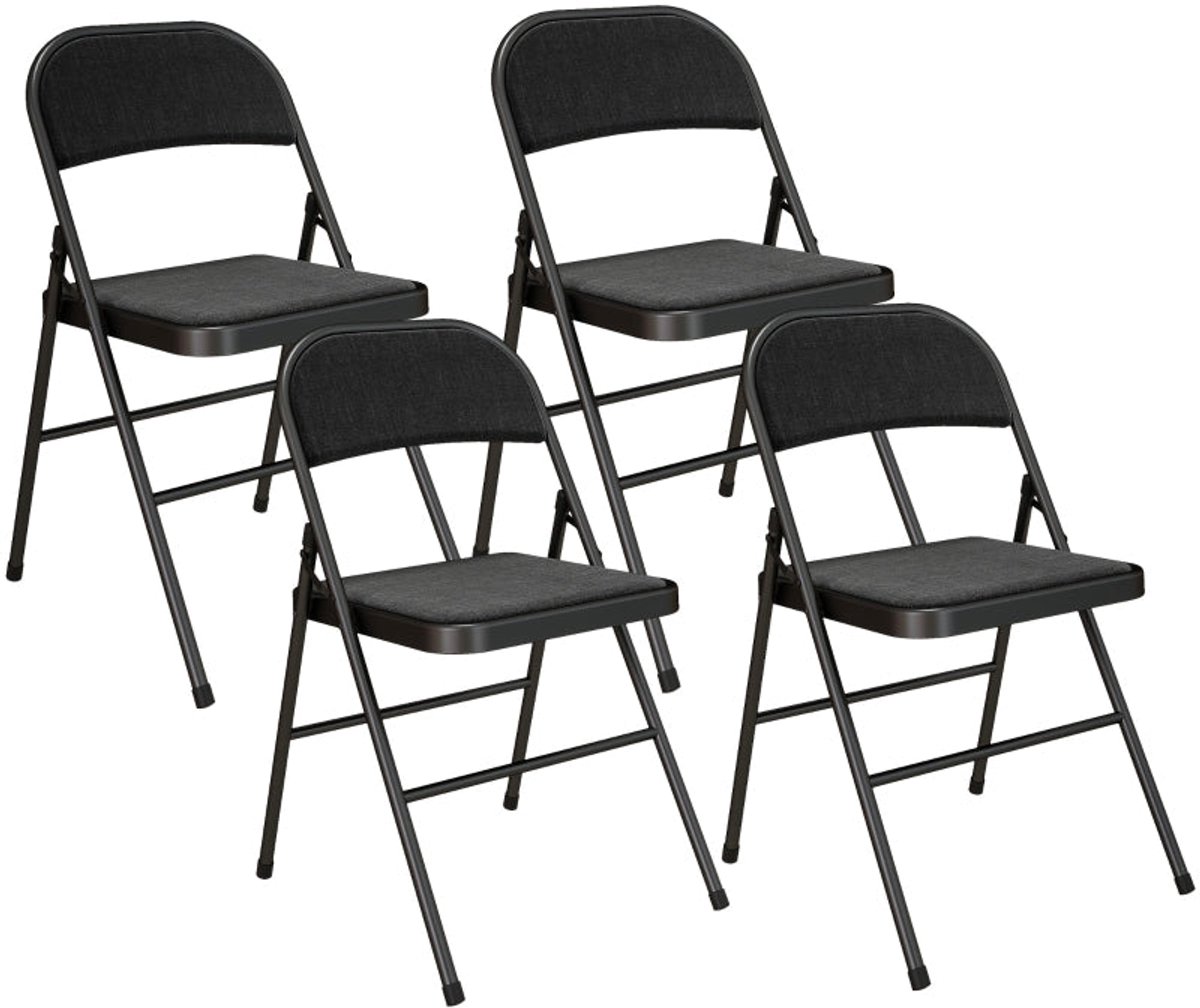 Merax Klapstoelen Set Van 4 - Opvouwbare Stoelen Met Kussen En Metalen Frame - Zwarte Vouwstoelen Voor Bureau Wachtkamer Of Eetkamer
