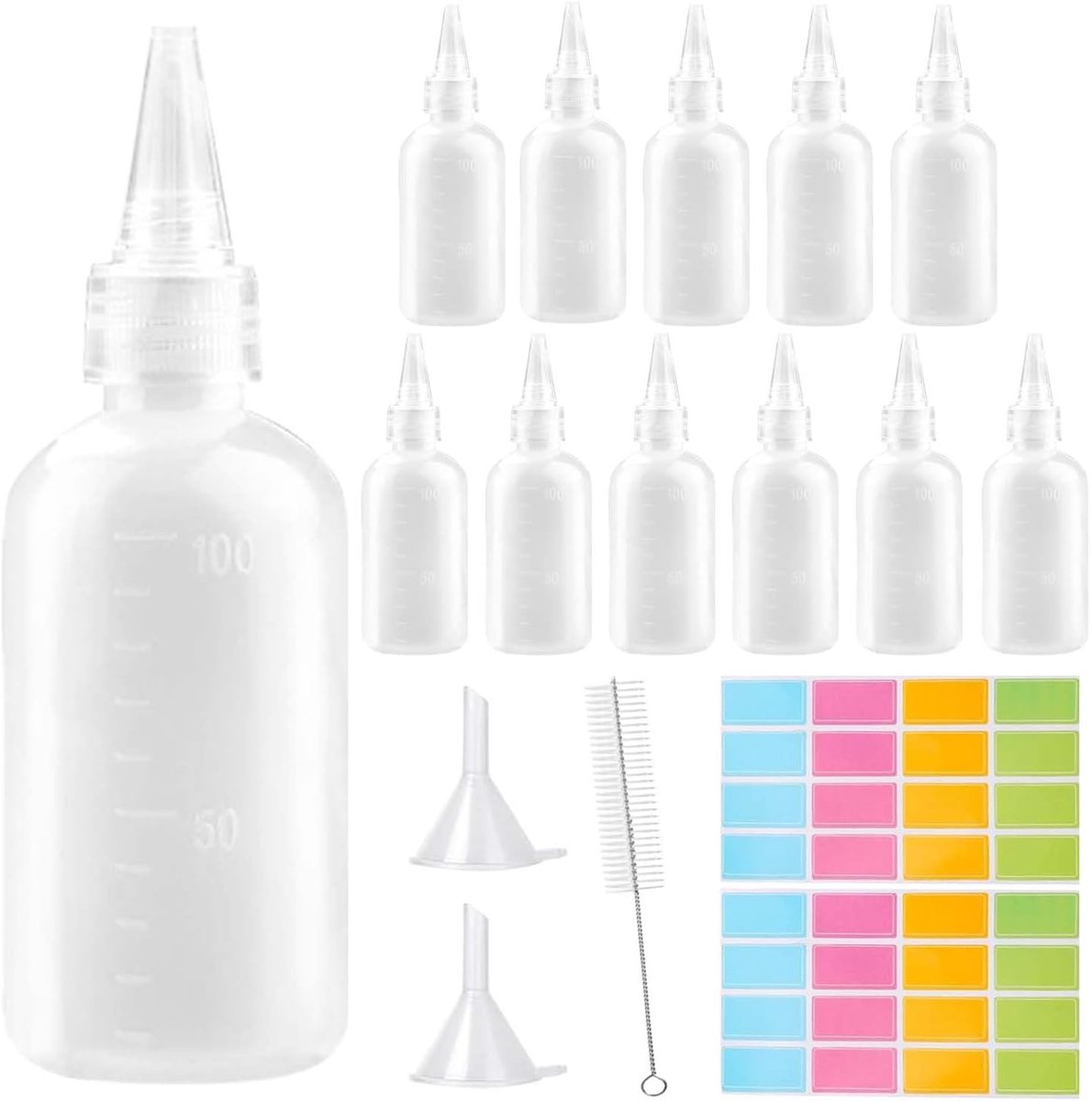 Knijpfles 100 ml - kunststof - 12 stuks - multifunctionele opslag voor sauzen en oliën - ShopVlot