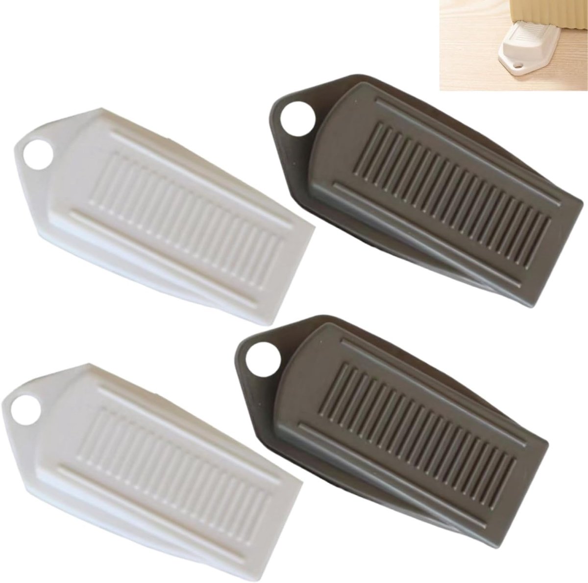 Door Stopper Wedge Floor Rubber 4 Pieces Door Stopper Floor Wedges Door Stoppers Scratch-Resistant Non-Slip Door - ShopVlot
