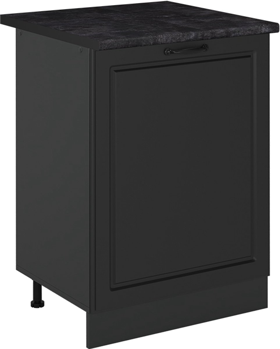 Vicco Keukenonderkast R-Line, Antraciet landelijk/Antraciet, 60 cm met 1 deur antraciet werkblad