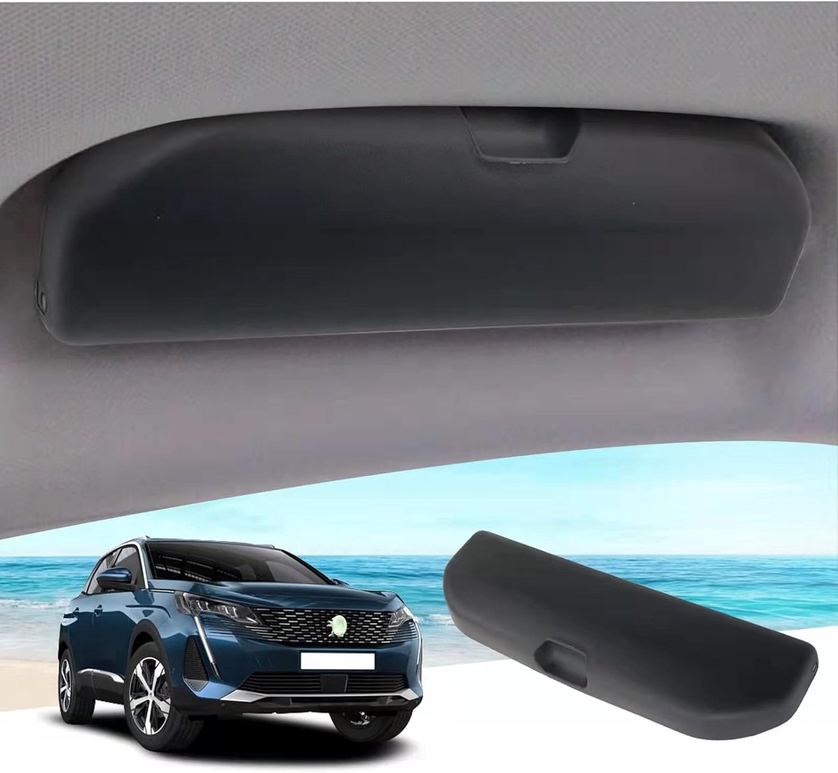SnelShoppen - GAFAT Zonnebrilhouder voor Peugeot 3008 5008 (2016-2026) - Brillenetui Organizer - Accessoires voor Nieuwe 3008 3 iii GT Allure - Zwart