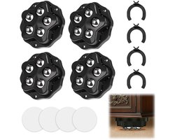 Pack of 8 Ball Wheels Heavy Duty Self Adhesive Furniture Castors Flat 360 Degree Rotation with Brake, Black Furniture - ShopVlot
