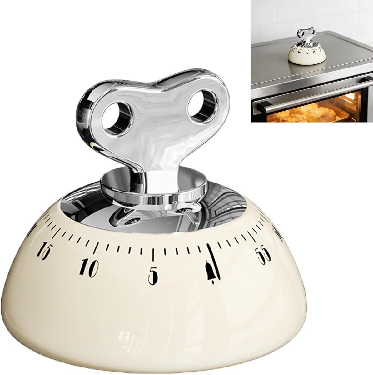 Magnetic Timer Egg Timer Mechanical Kitchen Timer 1 Piece Cream Colour Suitable for Versatile Applications Such as - ShopVlot