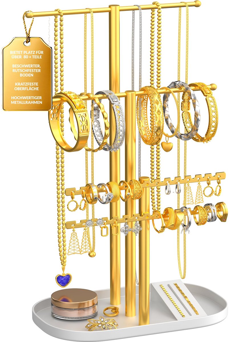 Sieraden Organizer - 14,2 inch Hoog - Gouden Tower Stand - Perfect voor Kettingen, Armbanden & Oorbellen - ShopVlot