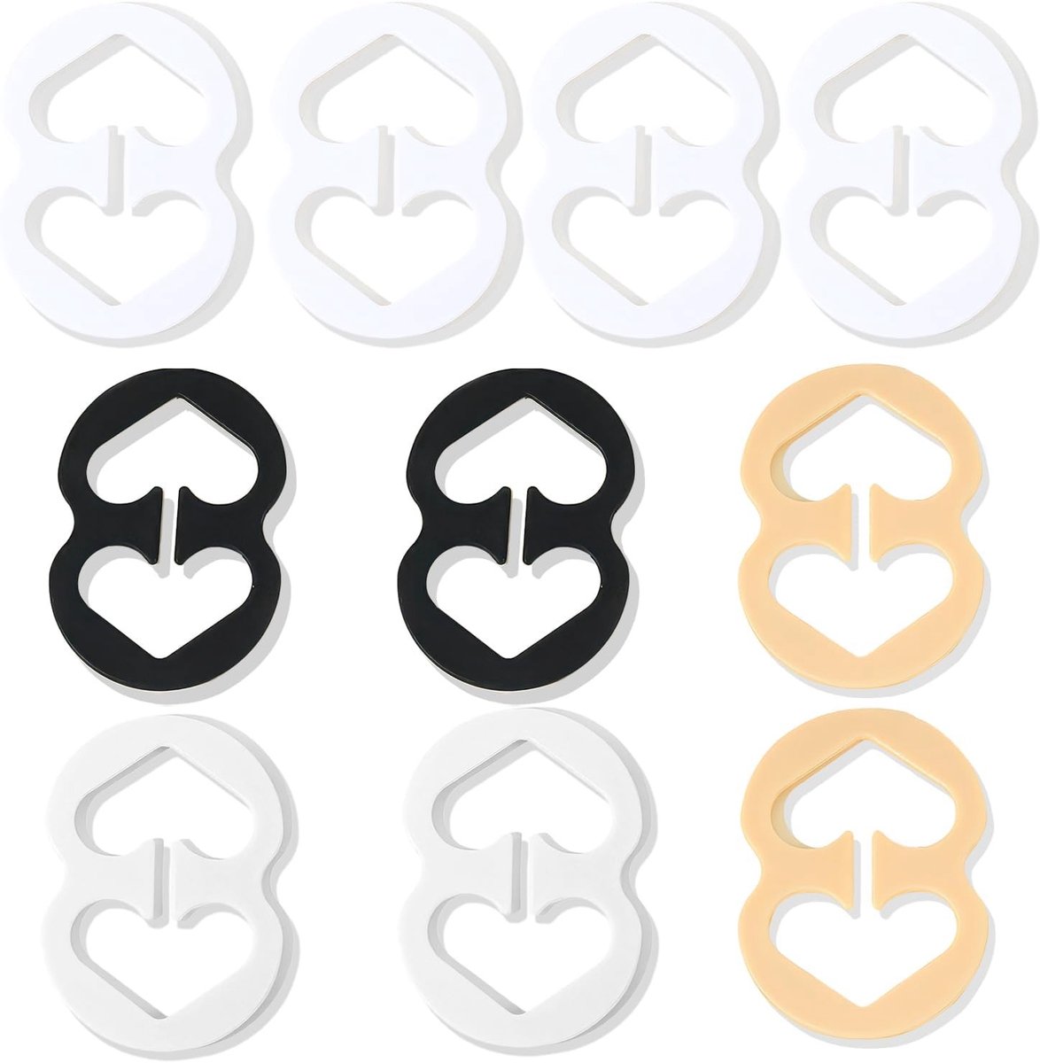 10 Stuks Niet-Slip BH Band Clips, Comfortabele Racerback BH Beugels, Ideaal voor BH Straps in Zwart, Wit, Beige en Transparant