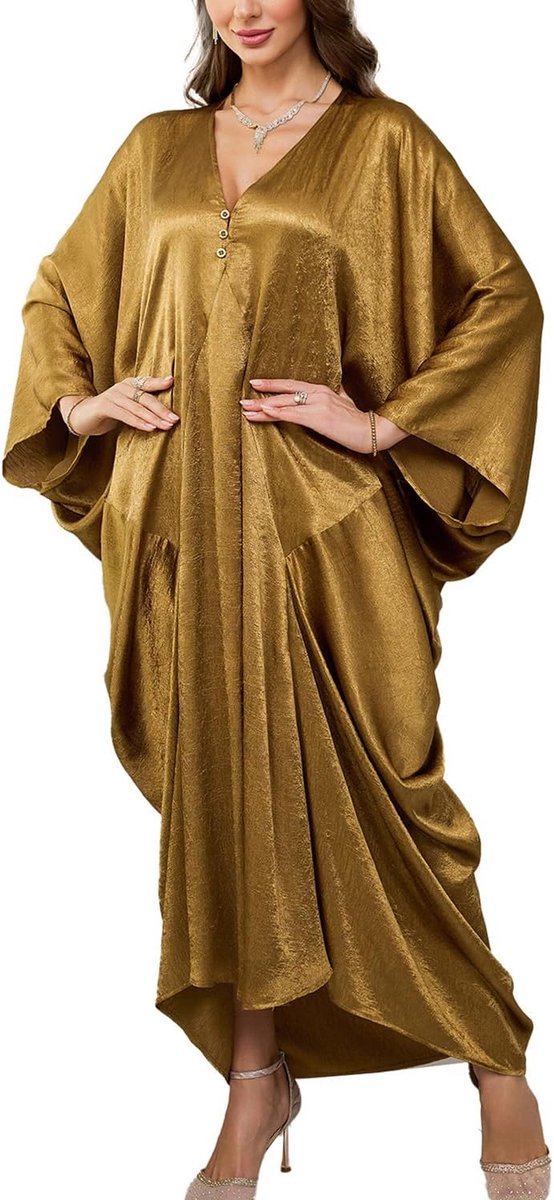 Kaftanjurk voor dames, effen kleur, strandbedekking, grote maten, badjassen, eenheidsmaat