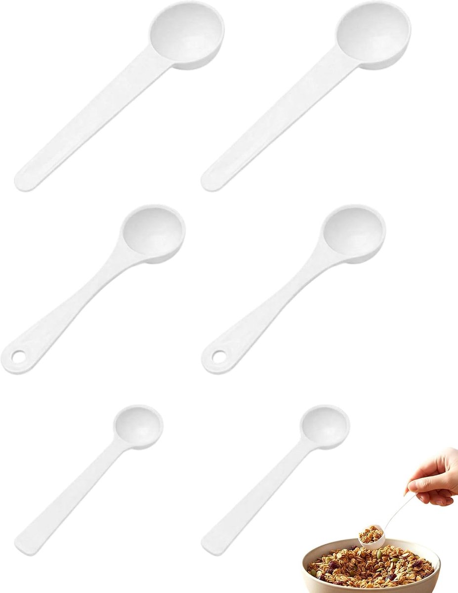Set van 6 doseringslepels van plastic met indeling van 2 4 10 ml voor nauwkeurige dosering, doseringslepel gram voor keuken gebak voedingssupplementen
