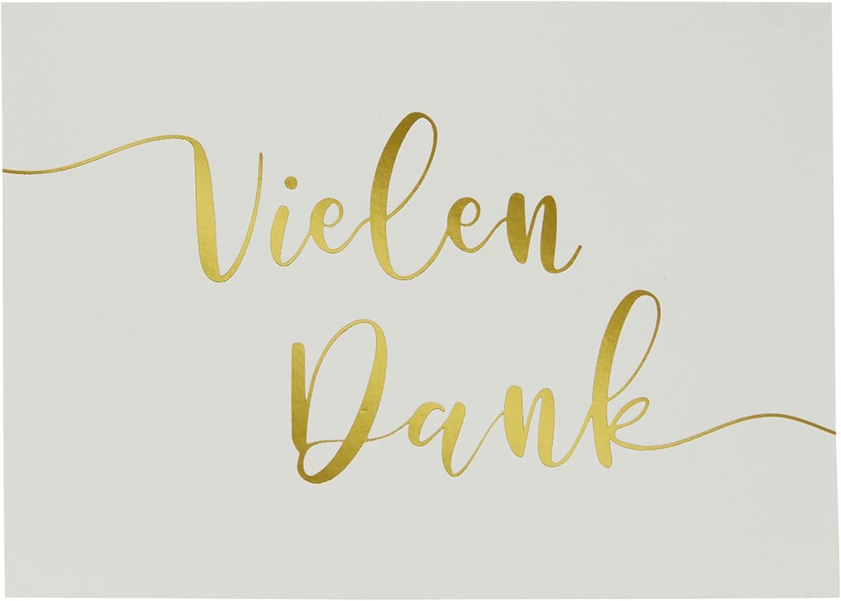 Dailygoods- Hartelijk Dank Kaarten - 48 Stuks - Goudfolie - Enveloppen - DIN A6 - Hoogwaardig Papier - Bedankkaartjes