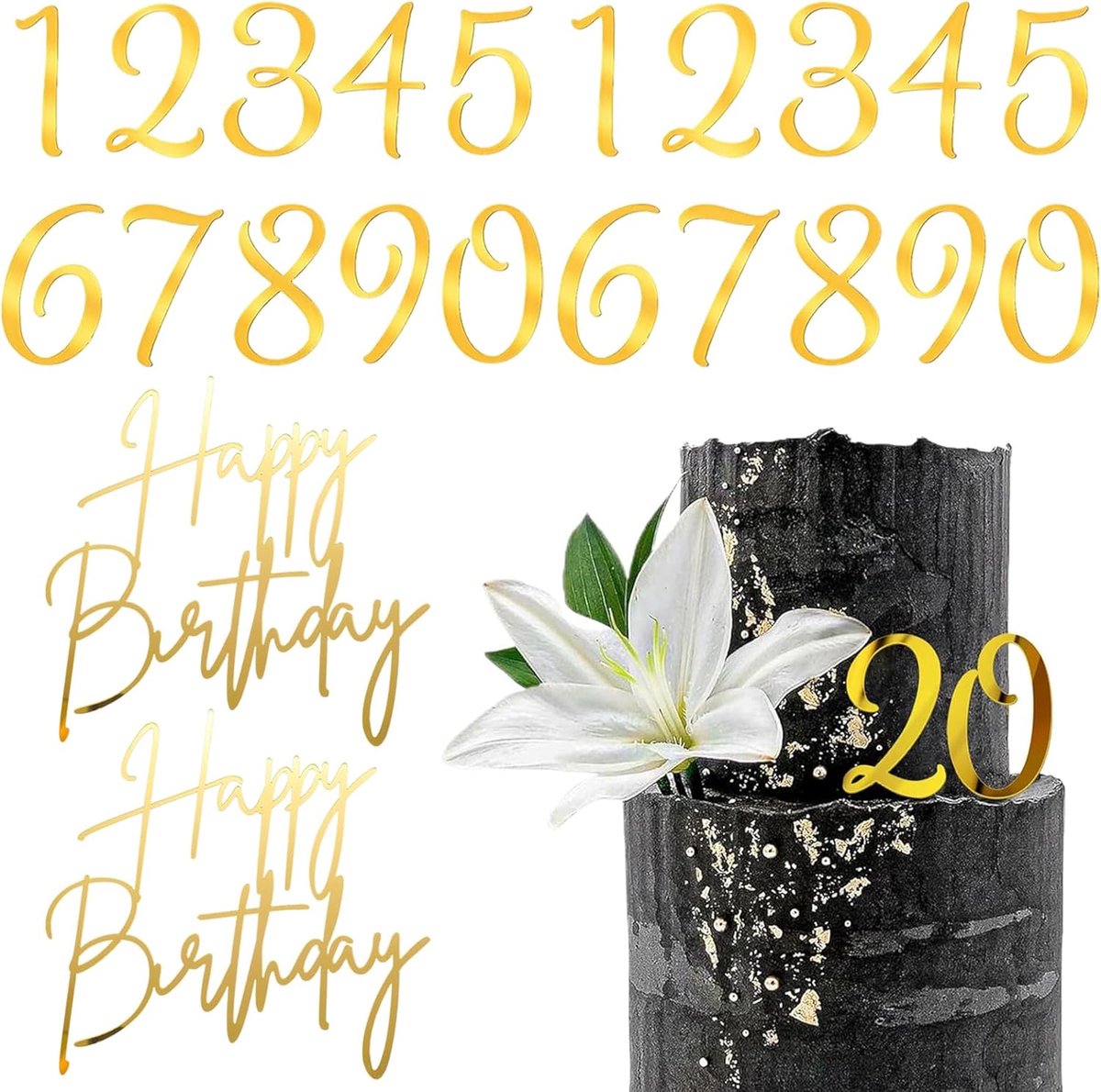 Pack of 22 candles numbers, birthday candles, number candles, made of acrylic, with a beautiful design for decorating - ShopVlot