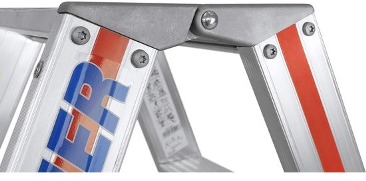Traptrapladder - 2x3 sporten - Beloopbaar - Versterkte treden - Massieve gewrichten - Spreidbeveiliging - 802406 - Trapladder