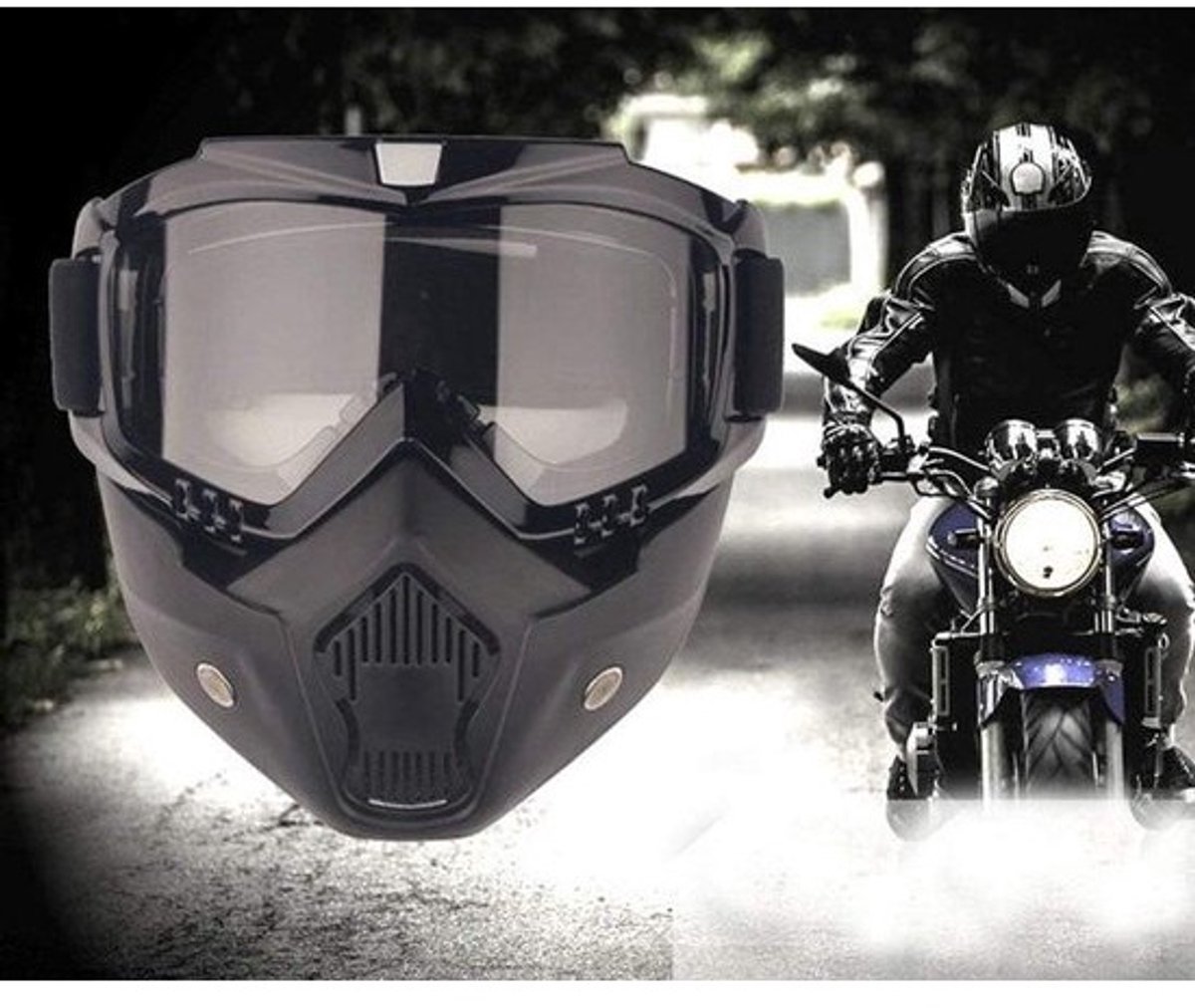 Motorcrossmasker - Afneembare bril en mondfilter - Voor vintage helmen - Veiligheid en stijl - Voor off-road rijden