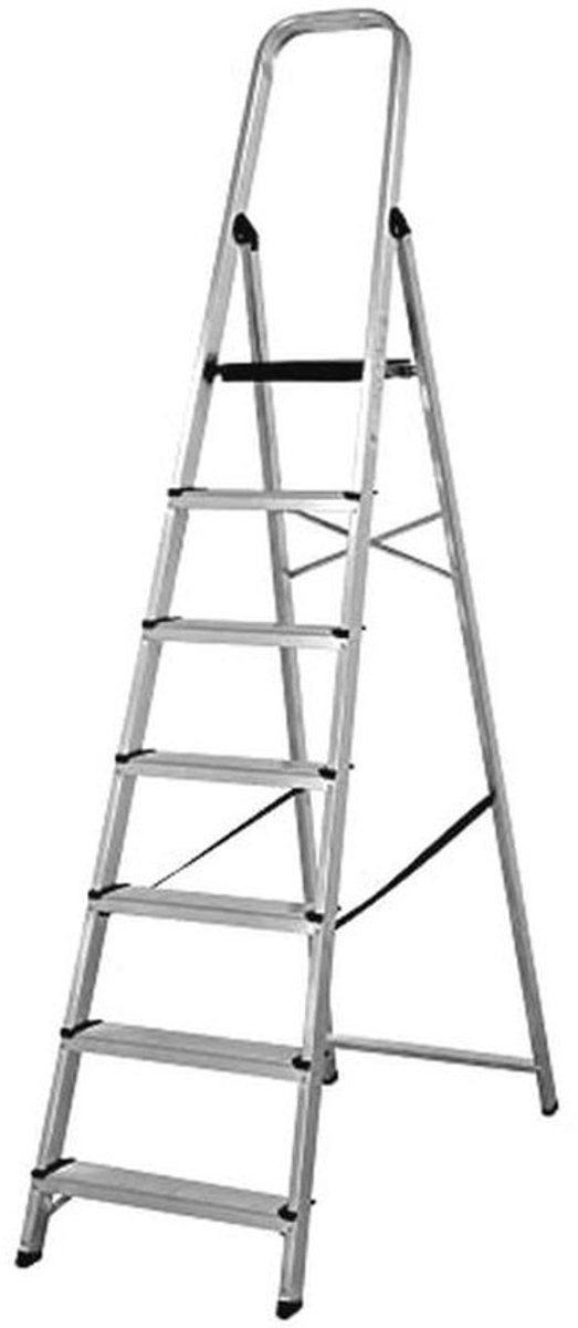 Opvouwbare aluminium ladder met handgreep - 7 treden van 8 cm - Licht en stabiel