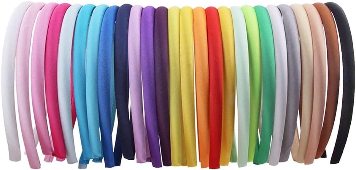 26 Pieces Satin Headbands Colourful Non-Slip Hair Band 10 mm Wide DIY Hair Accessories for Girls and Children - ShopVlot
