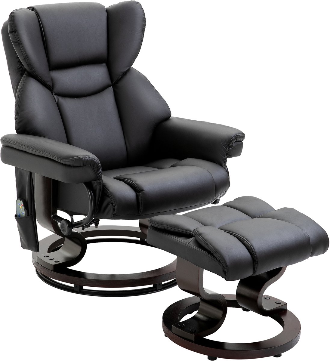Homona Massagestoel met voetenbank - Met 10 massagepunten en 360° draaifunctie - Kunstleer - 79 x 82 x 101 cm - Zwart