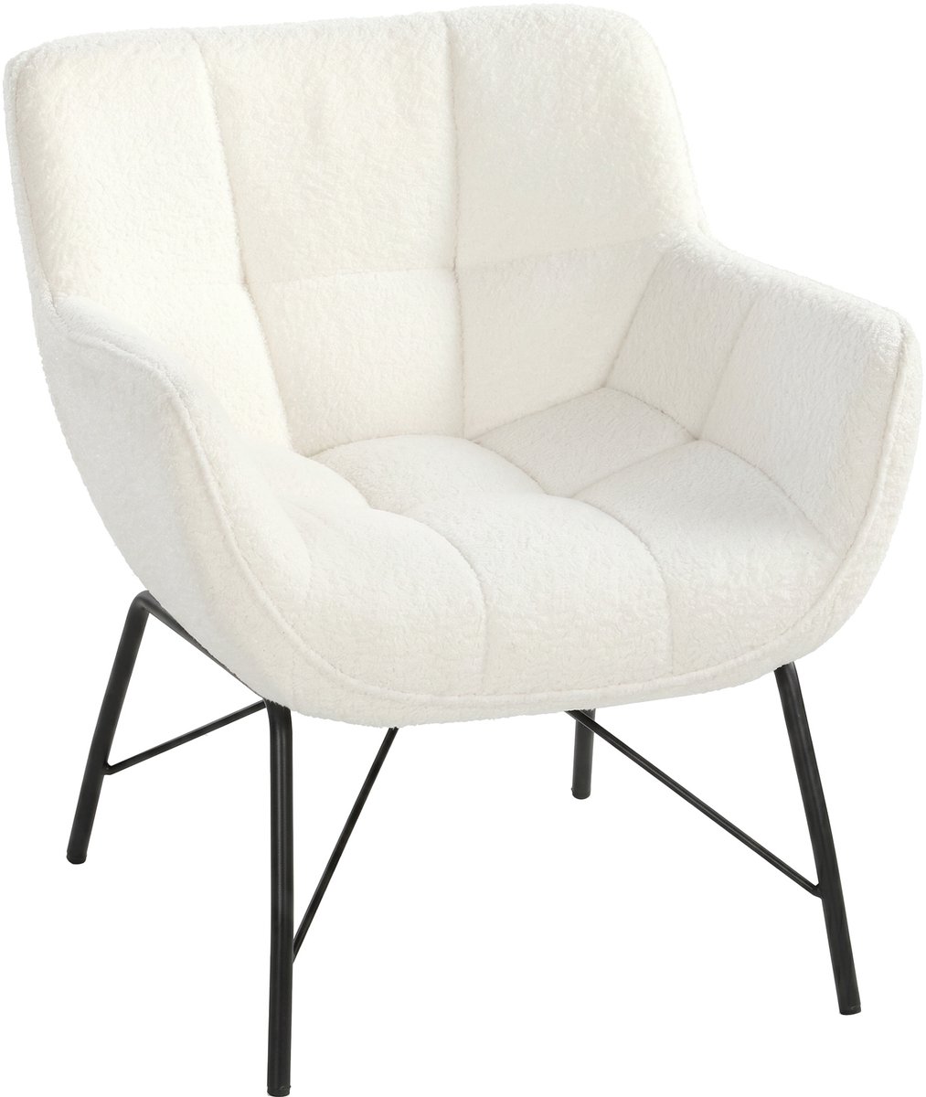 Homona Fauteuil met sherpa-fleece - Met gestikte details - 69 x 68 x 78,5 cm - Crèmewit