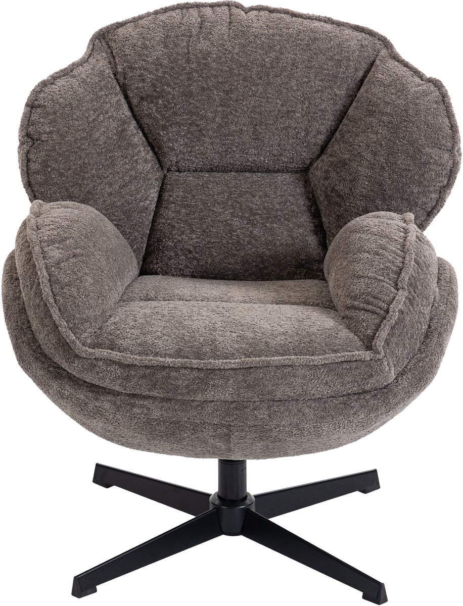 Homona Draaibare fauteuil met armleuningen - 360° draaibaar - Met wingback-design - 76 x 86 x 88 cm - Grijs