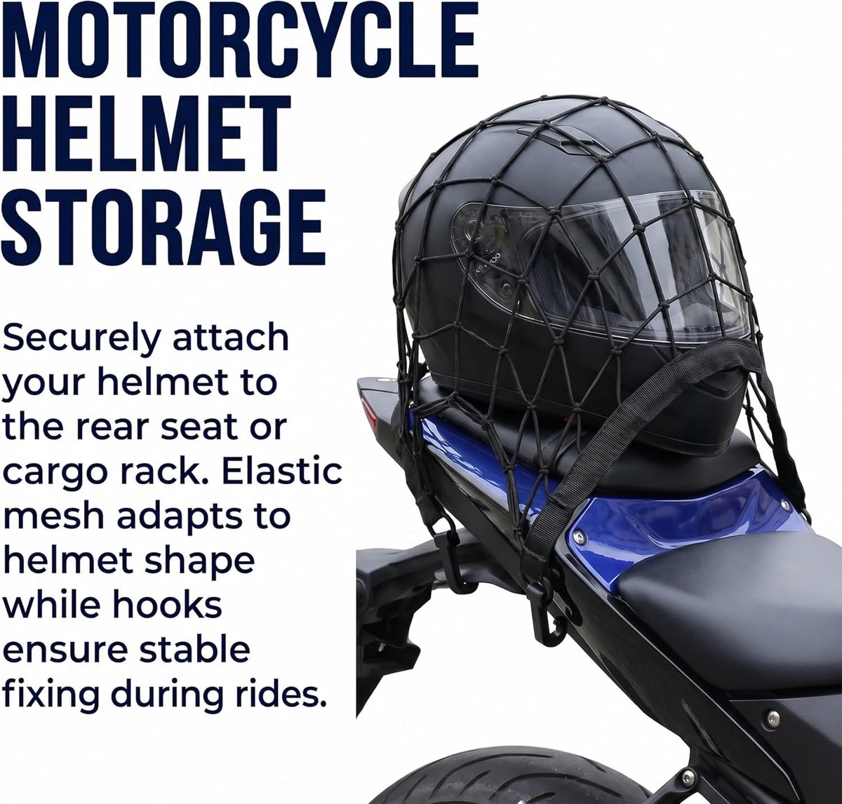 1Pcs Elastic Luggage Net, Helmet & Bicycle Basket Net with 4 Hooks for Bicycle, E-Bike & Motorcycle (30x30cm) - ShopVlot
