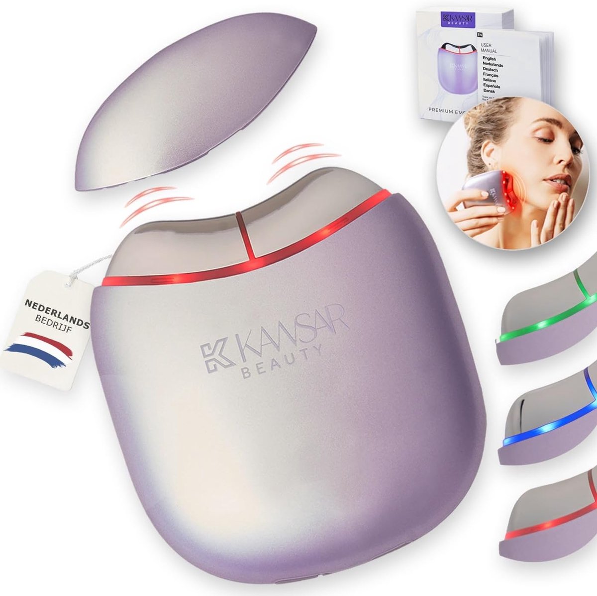 SnelShoppen - EMS Gua Sha Gezichtsmassage apparaat - Blauw, Groen & Rood Lichttherapie - Anti-Aging Tool voor Vermijden van Rimpels, Contouren & Egali
