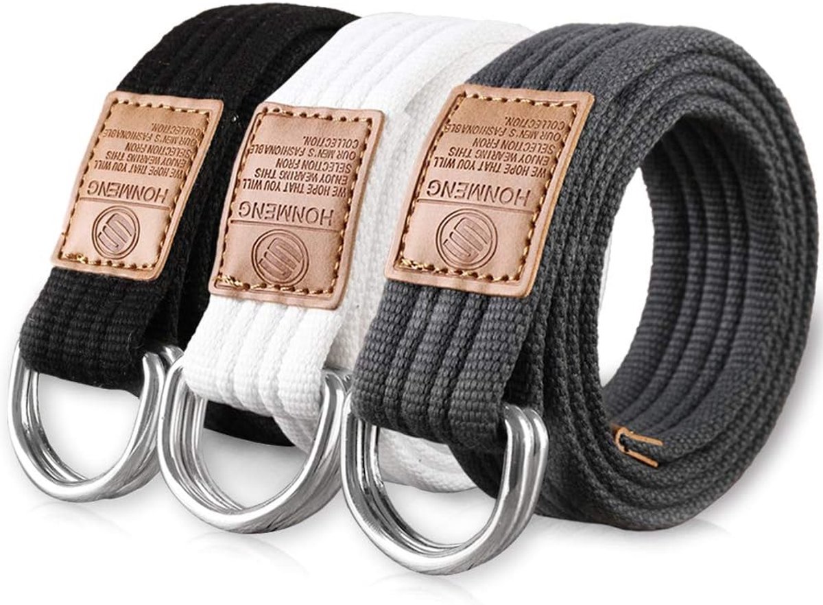 Canvas Weefriem 3cm Breed - Dubbele D-ring Gesp - Verstelbaar Militair Stijl - Ideaal voor Casual Gebruik - SnelShoppen