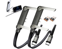 2 x 2-in-1 Charging Cable with Invisible Stand, 240 W Fast Charging Cable with Integrated Phone Holder, Multi-Charging - ShopVlot
