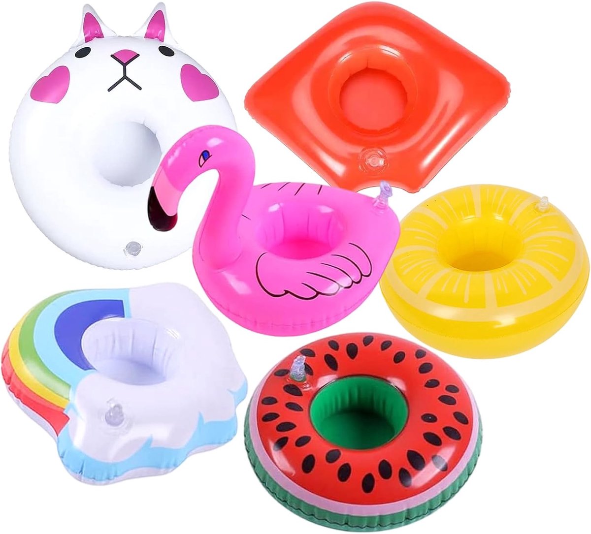 Set van 6 opblaasbare bekerhouders, opblaasbare bekerhouder, bekerhouder, zwembad, voor zwembadfeest, strand - ShopVlot