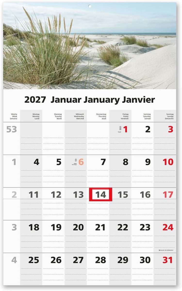 Maandkalender 2027 met schuifregelaar - wandkalender - origineel ontwerp - ruimte voor notities - ShopVlot