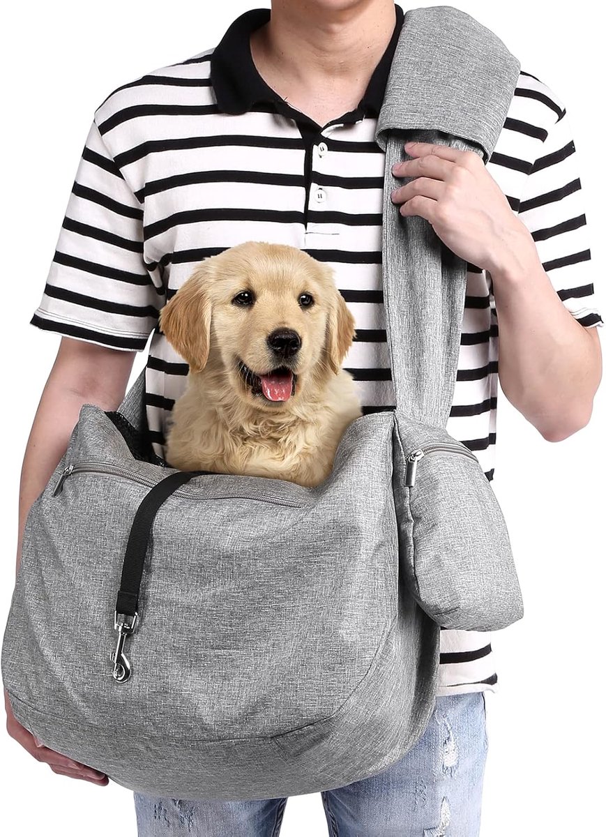 SnelShoppen - Pet Carrier voor Honden en Katten tot 9 kg - Reversible en Handsfree Dieren Sling met Verstelbare Schouderband, Pocket en Schouderpad vo