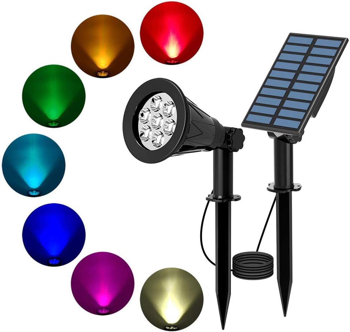 Solar Spotlights 7 LED - Kleurveranderend - Waterdicht - Automatisch in/uit voor buitengebruik - SnelShoppen