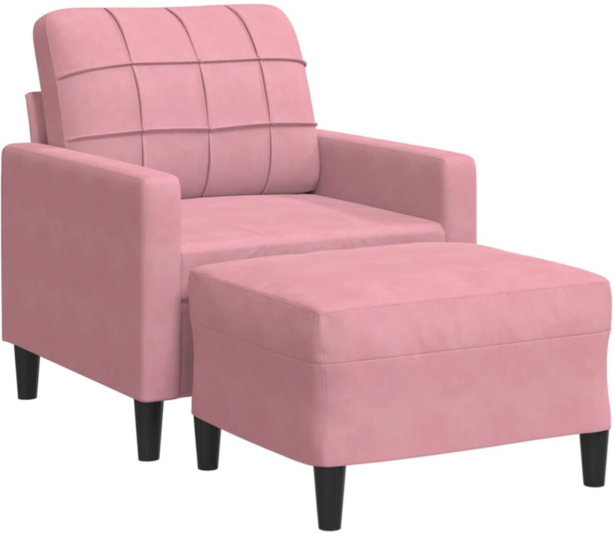vidaXL Fauteuil - met - voetenbank - 60 - cm - fluweel - roze