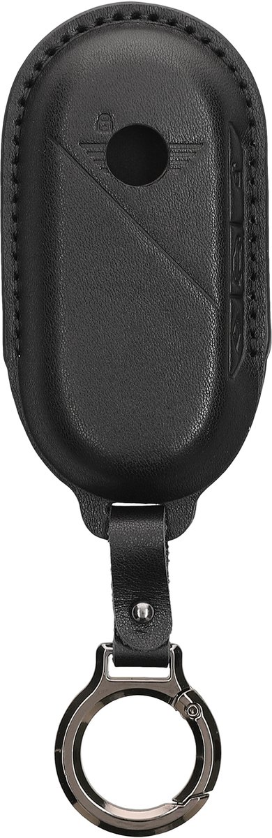 kwmobile leren autosleutel hoesje geschikt voor BMW Mini Cooper U25 J01 J05 F65 F66 2024-2026 - Als sleutelhanger met sleutelring - Echt leer in zwart