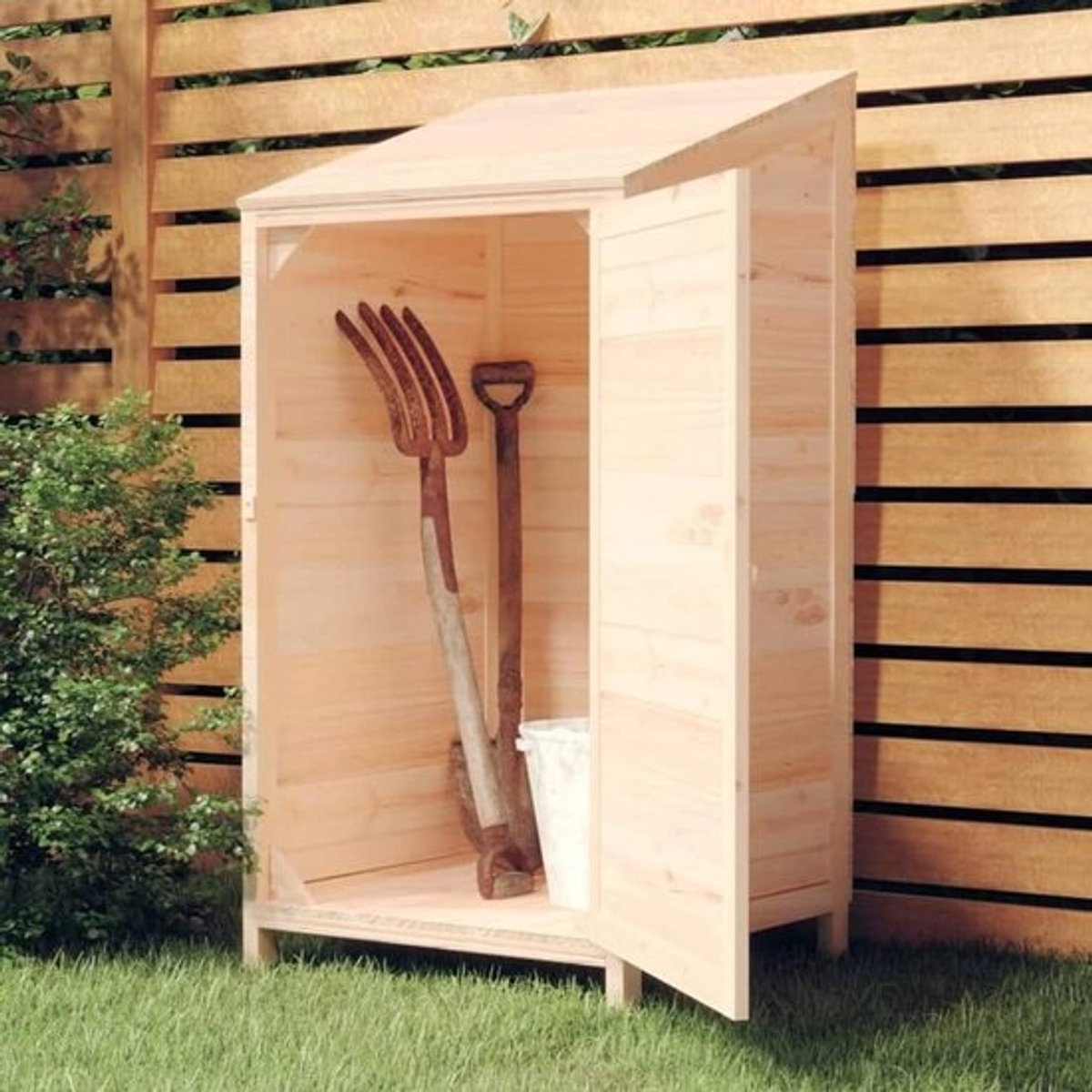 Houten tuinhuis - Opbergkast voor buiten - Opbergen van tuinspullen - Massief sparrenhout - 55 x 52 x 112 cm - Natuurlijk hout