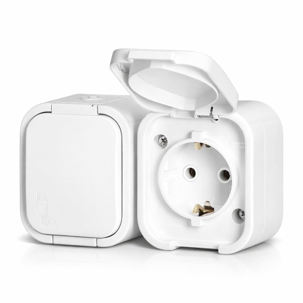 Surface mounted double socket IP54, series SPX, white - ShopVlot