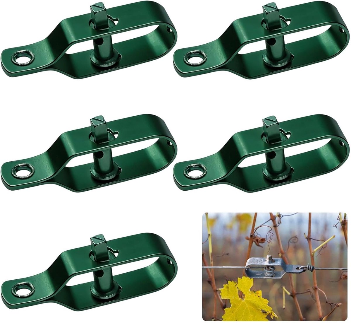 5 stuks verzinkte spandraadklemmen voor kiwi-splinters, draadspanner, groen, robuuste draadspanner voor hek, tuin - ShopVlot