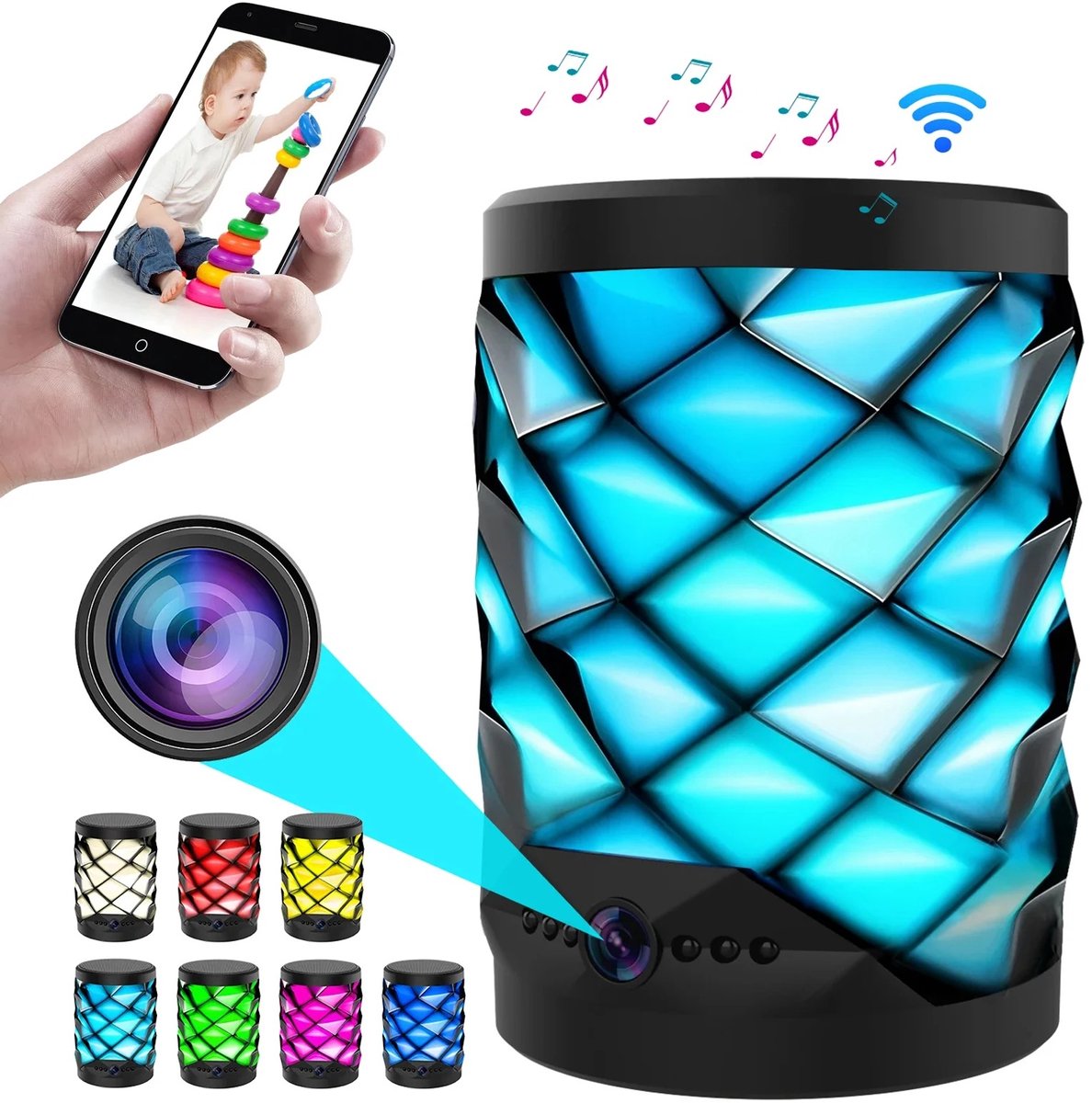 North Collective Speaker met Camera - Babyfoon met Camera en App - Bluetooth - 2 Zijdige Communicatie - Nachtzicht - Beveiligingscamera