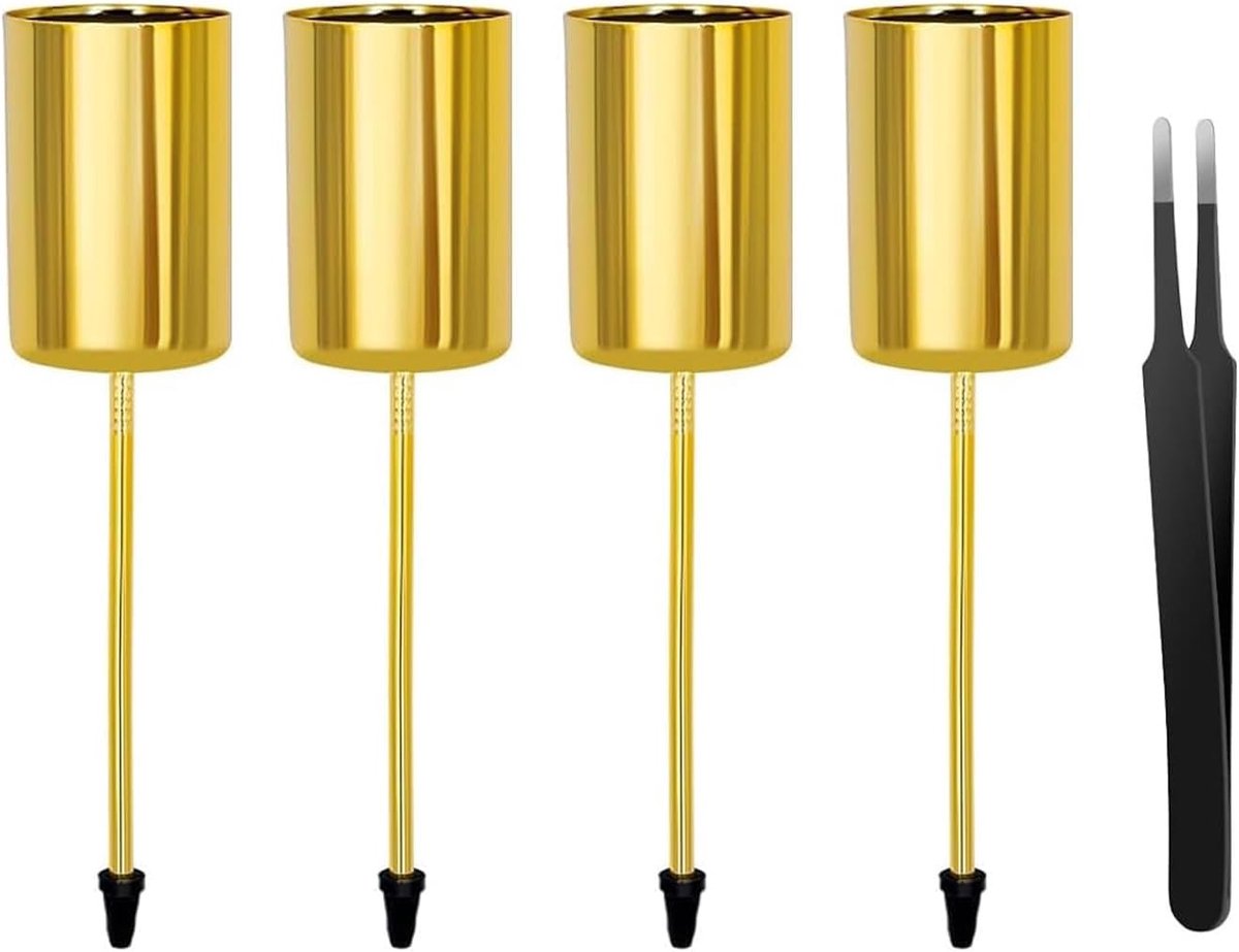 4 Pieces Gold Advent Wreath Candle Holders for Bar Candles, Stick Candle Holder, Christmas Decoration, Candle Lights - ShopVlot