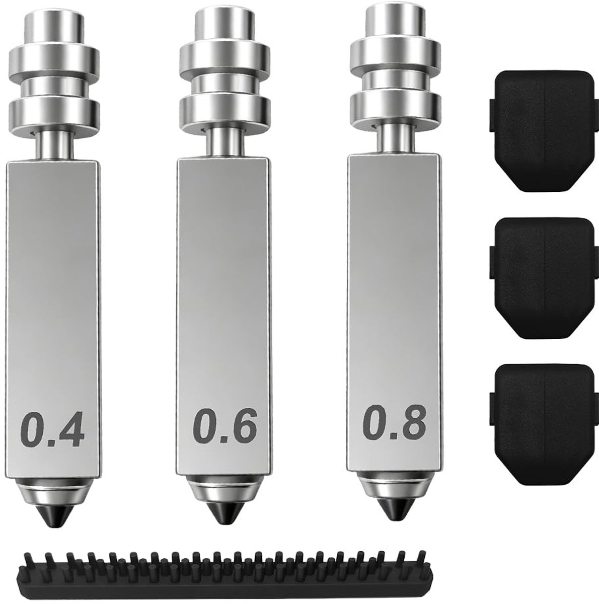 3 mondstukken van gehard staal 0,4/0,6/0,8 mm voor Anycubic Kobra X Combo, hotend mondstuk voor 3D-printer met siliconen afdekking en mondstukreiniger van gehard staal voor Anycubic Kobra X
