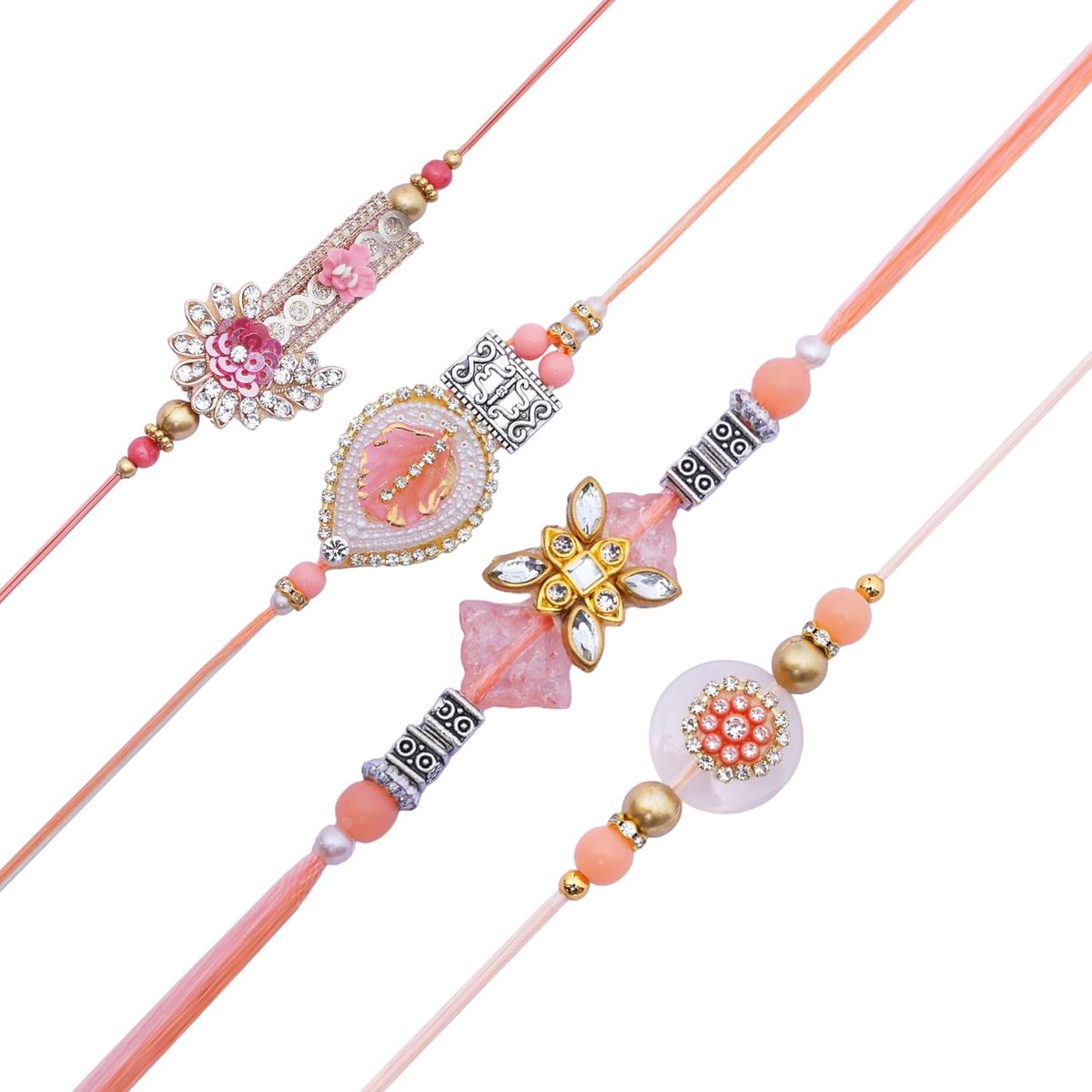 For Brother Sister Set of 4 Rakhi Thread Bracelet Dora Set Gift Card
