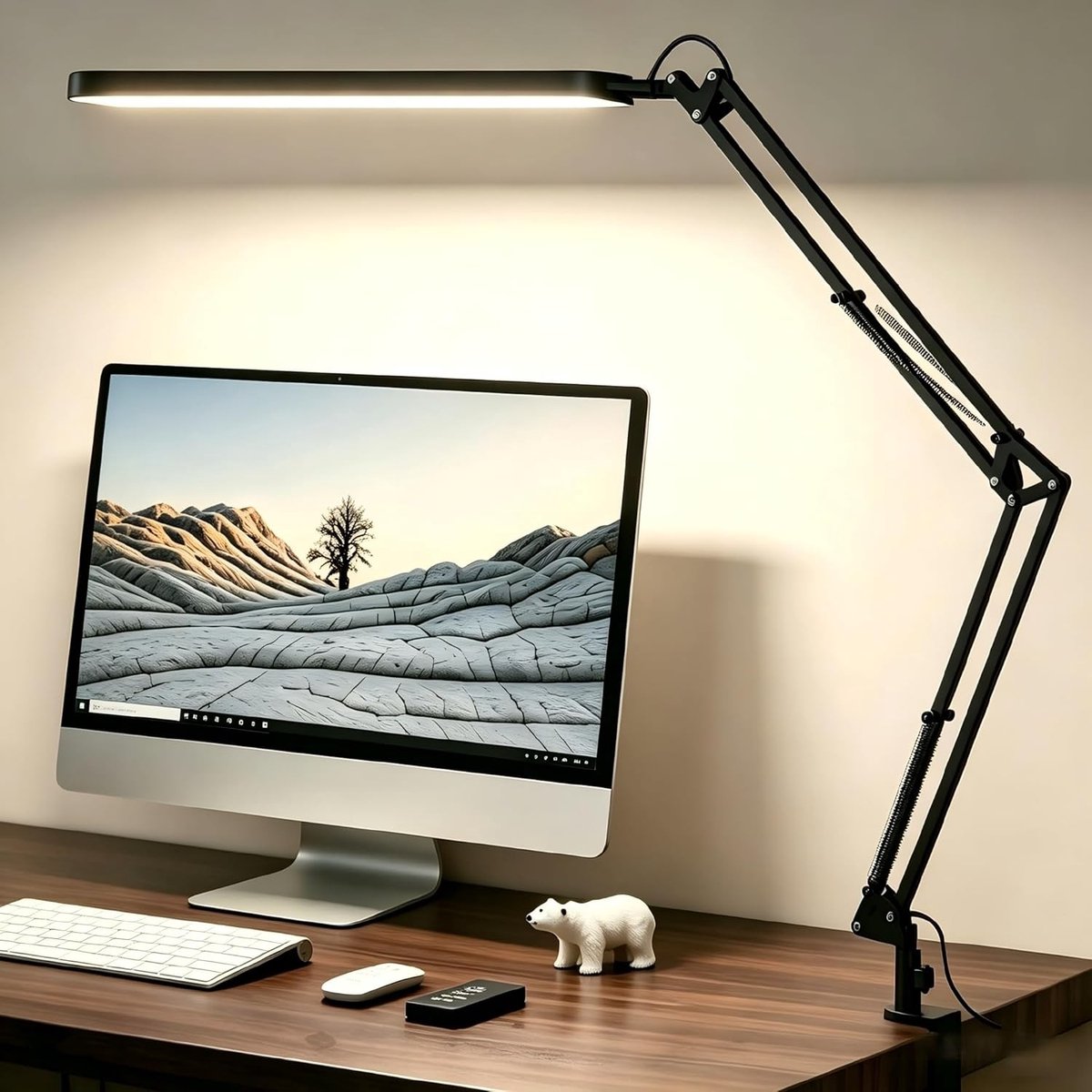 Verstelbare LED bureaulamp met 5 kleurmodi en 11 helderheidsniveaus - Ideaal voor studeren en werken - 12W energiezuinig ontwerp in zwart