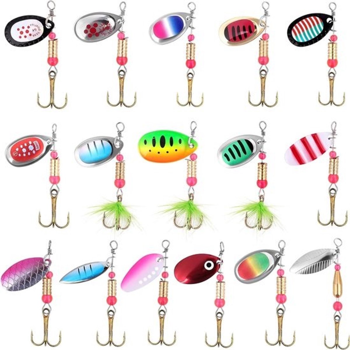 Set van 16 stuks vissen-aas lures voor forel, baars en snoek - sportvissen en hengelsport