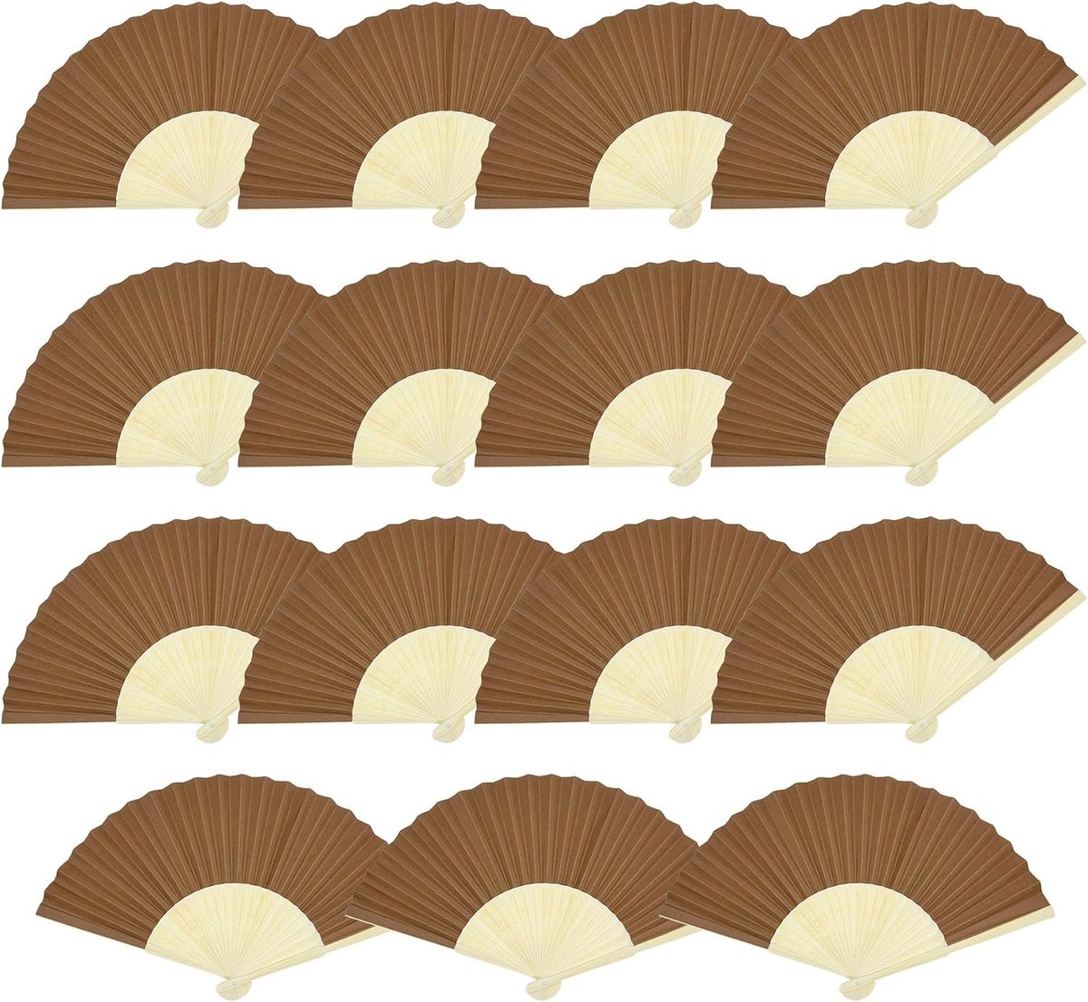 Papieren waaier voor dansen, onderdeel, picknick, huwelijksfeest, gastgunst, bruiloftsdecoratie (15 stuks, bruin)