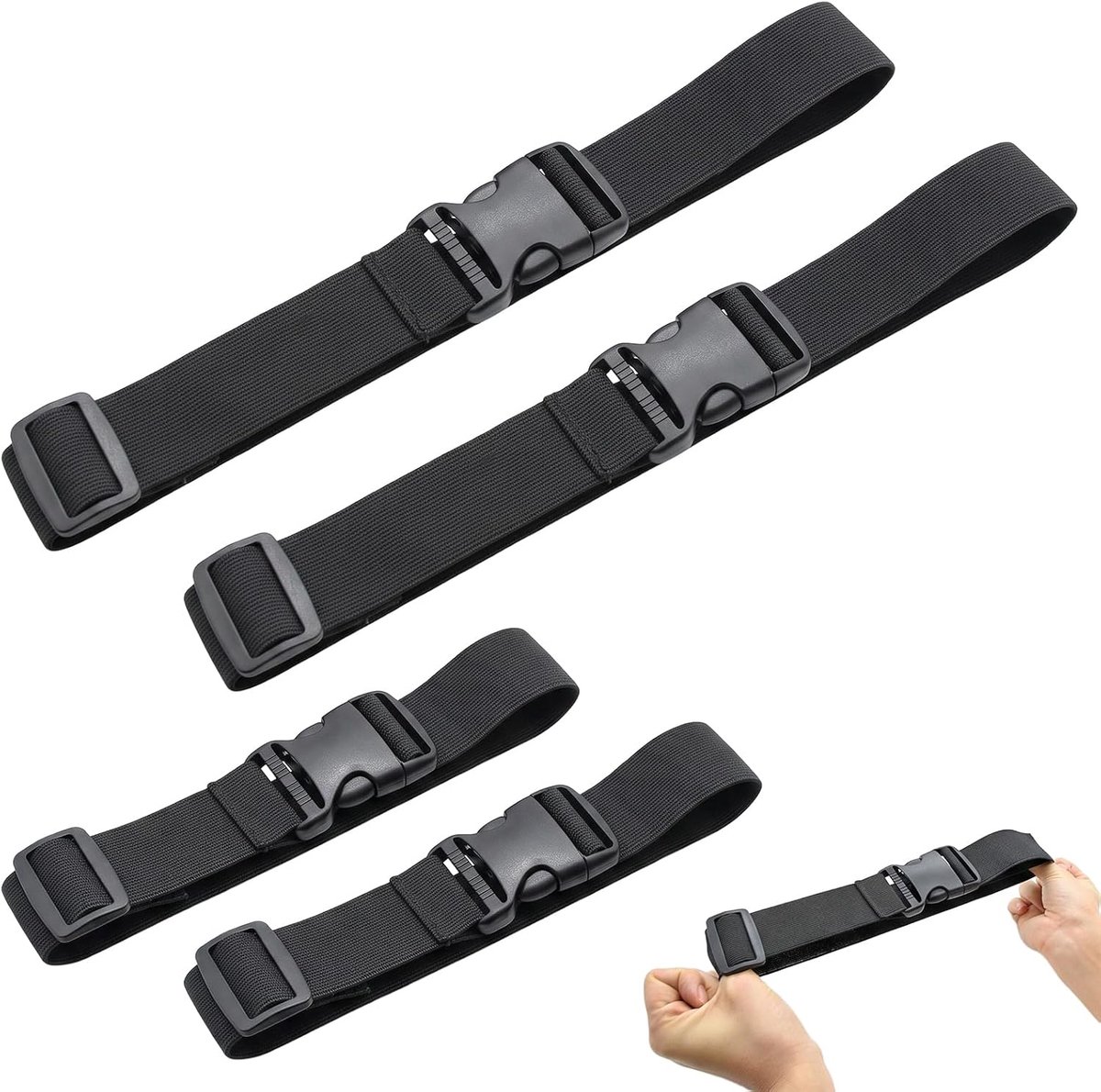 4 stuks riemverlenging voor heuptas, verstelbare elastische riem (2 x 40 cm + 2 x 60 cm), riemverlenging voor heuptas, sport en reizen - 3 cm breed