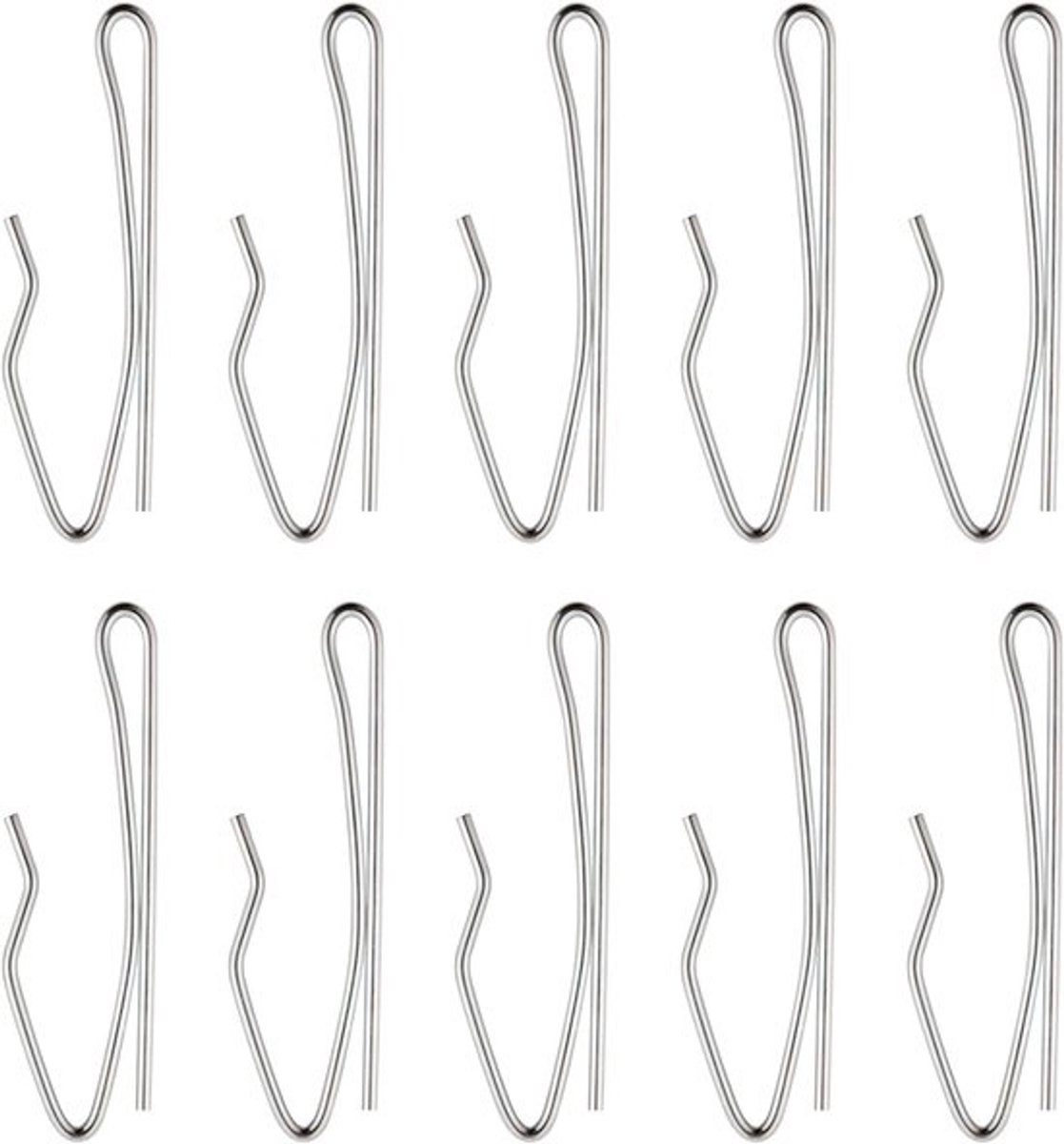 Gordijnhaken - Set - Metalen haken - Gordijnen ophangen - Stevig gelegeerd staal - 22 stuks - Zilver