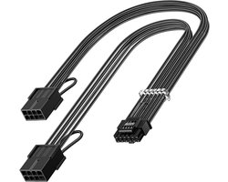 PCI-e 5.0 12VHPWR Extension Kabel 30cm, 16 Pin Male naar 2x8 Pin Female, Geschikt voor GeForce RTX 3090ti/4070/4080/4090/5070titi, 16AWG Kwaliteit, Gaming Accessoire