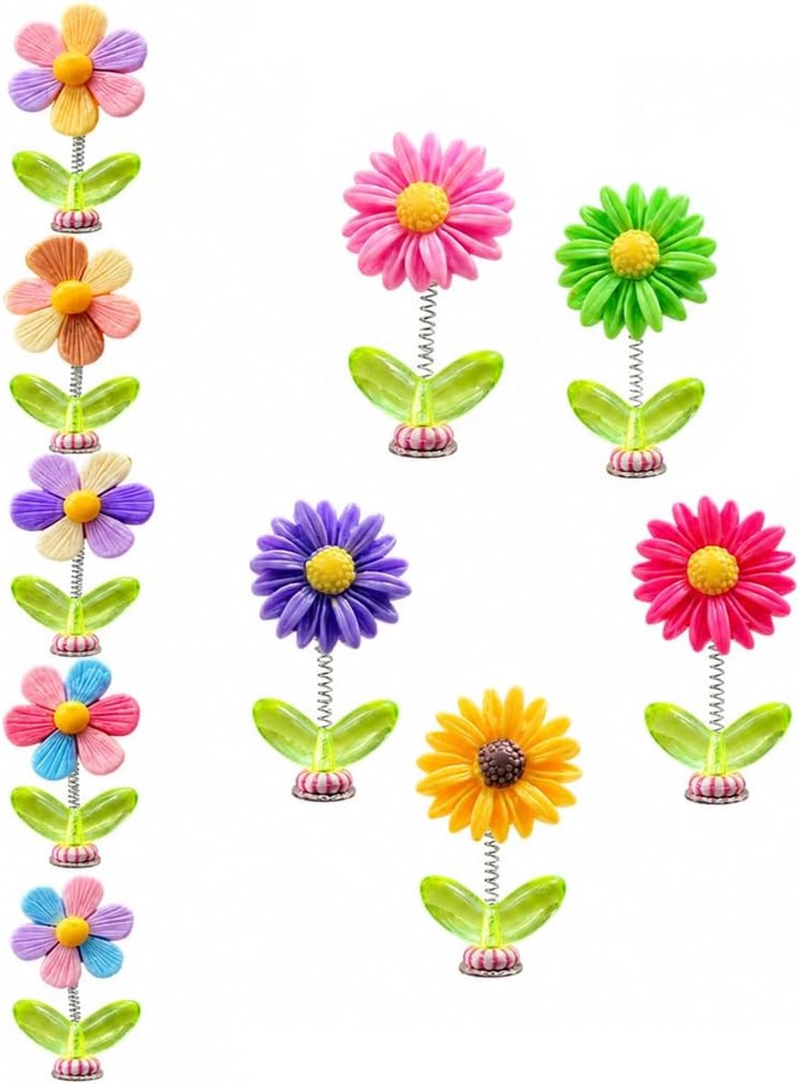 10 stuks autoaccessoires voor dames, auto-interieurdecoratie met veerbloem van hars, schattig therapeutisch cadeau voor vrienden en collega's