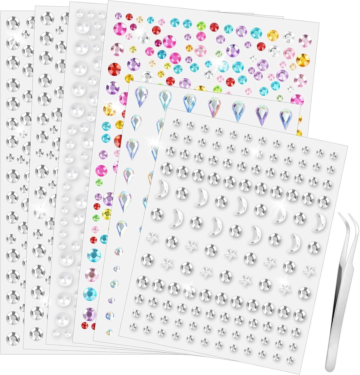 1514 stuks glitterstenen, zelfklevend, strass-steentjes zelfklevend